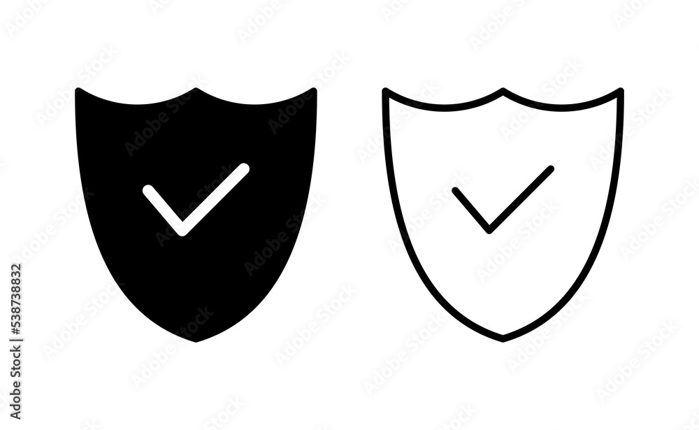 Shield check mark icon vector for web and mobile app. Protection approve sign. Insurance icon Shield check mark icon vector for web and mobile app. Protection approve sign. Insurance icon