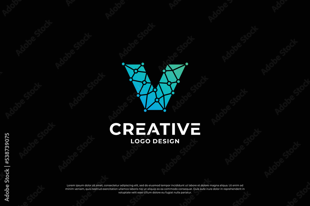 Obraz premium Letter v logo design template. Initial letters v. Creative v symbol.