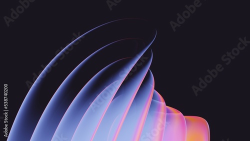 Abstract light emitter glass with iridescent holographic neon vibrant gradient wave texture 3d render. Design element for banner, background, wallpaper, header, poster or cover.