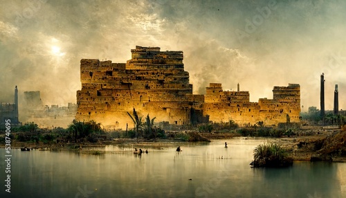 Babylon was the capital city of the ancient Babylonian Empire, Chaldean Empire, was the last of the Mesopotamian empires to be ruled by monarchs native to Mesopotamia, illustration photo