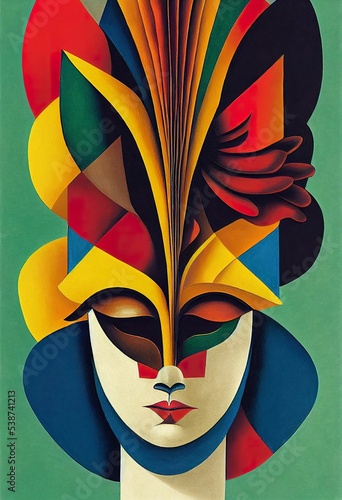 Billede på lærred Mask illustration festival art carnival artwork celebration party decorative cos