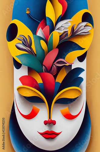 Obraz na plátně Mask illustration festival art carnival artwork celebration party decorative cos