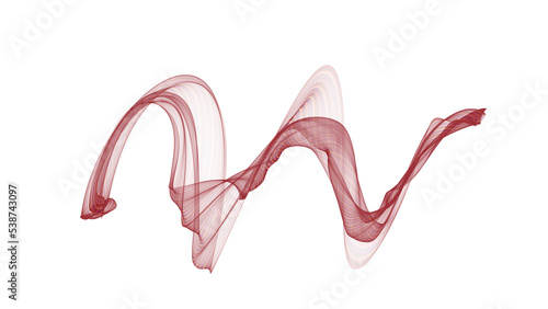 Isolated semi-transparent red flowing ribbon