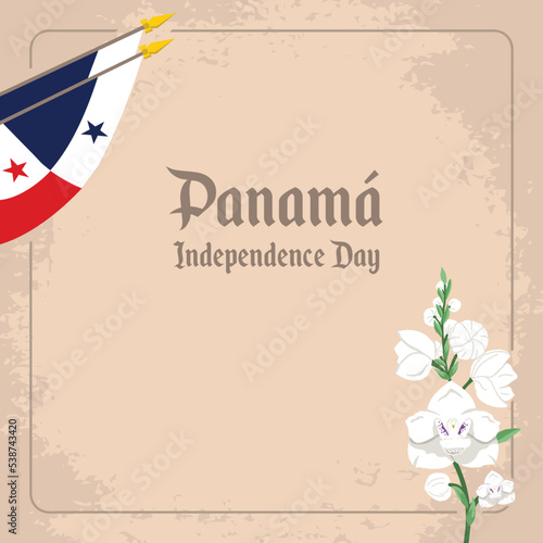 VECTORS. Editable banner for Panama Independence Day and patriotic events, November, folklore, national flower, vintage