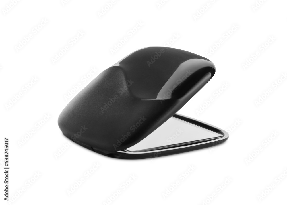 Stylish cosmetic pocket mirror isolated on white Stylish cosmetic pocket mirror isolated on white