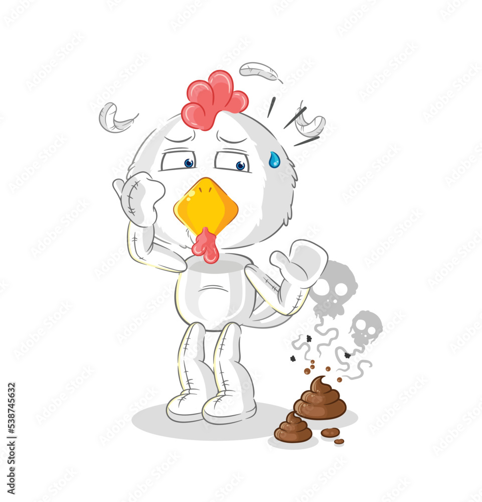 chicken with stinky waste illustration. character vector chicken with stinky waste illustration. character vector
