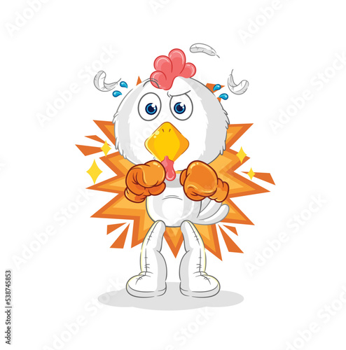 chicken boxer character. cartoon mascot vector
