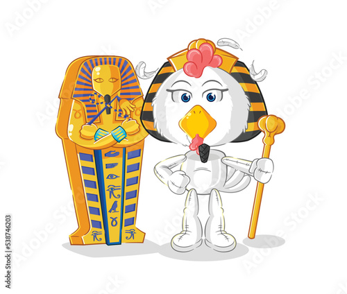 chicken ancient egypt cartoon. cartoon mascot vector