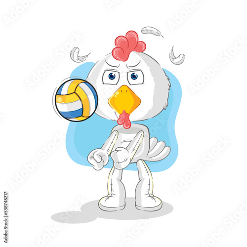 chicken play volleyball mascot. cartoon vector