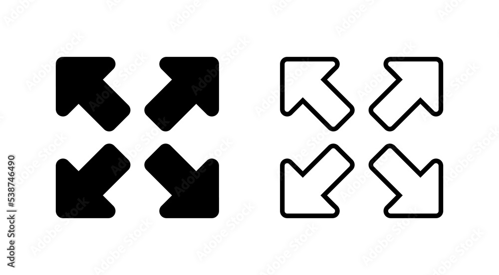 Fullscreen Icon vector for web and mobile app. Expand to full screen sign and symbol. Arrows symbol Fullscreen Icon vector for web and mobile app. Expand to full screen sign and symbol. Arrows symbol