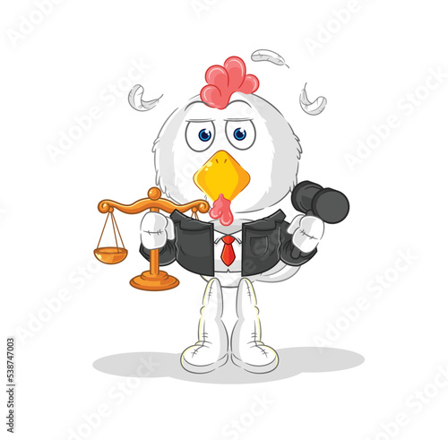 chicken lawyer cartoon. cartoon mascot vector