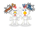 chicken arguing each other cartoon vector