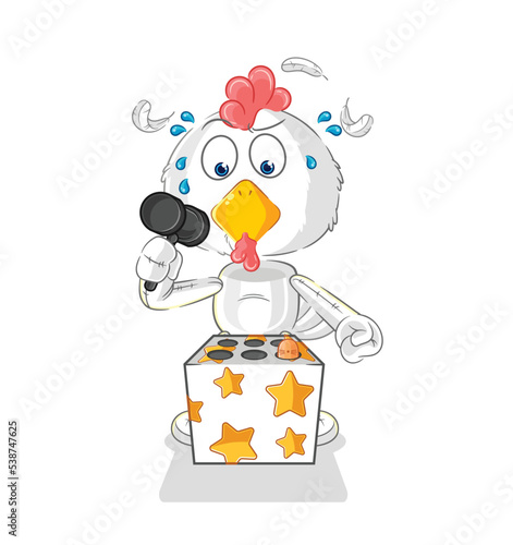 chicken play whack a mole mascot. cartoon vector