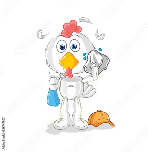 chicken cleaner vector. cartoon character