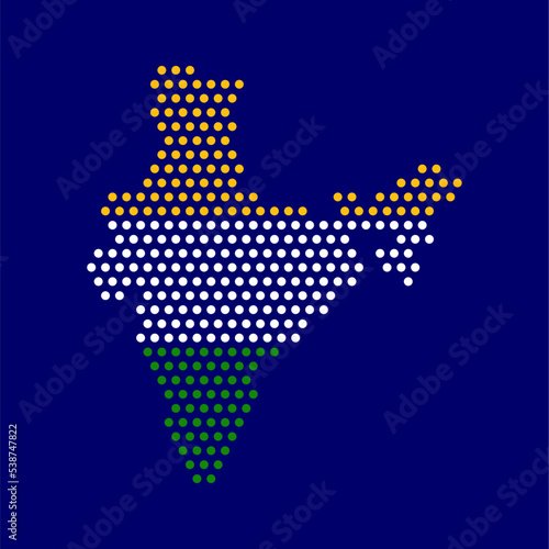 dots indian map in indian flag color palette background