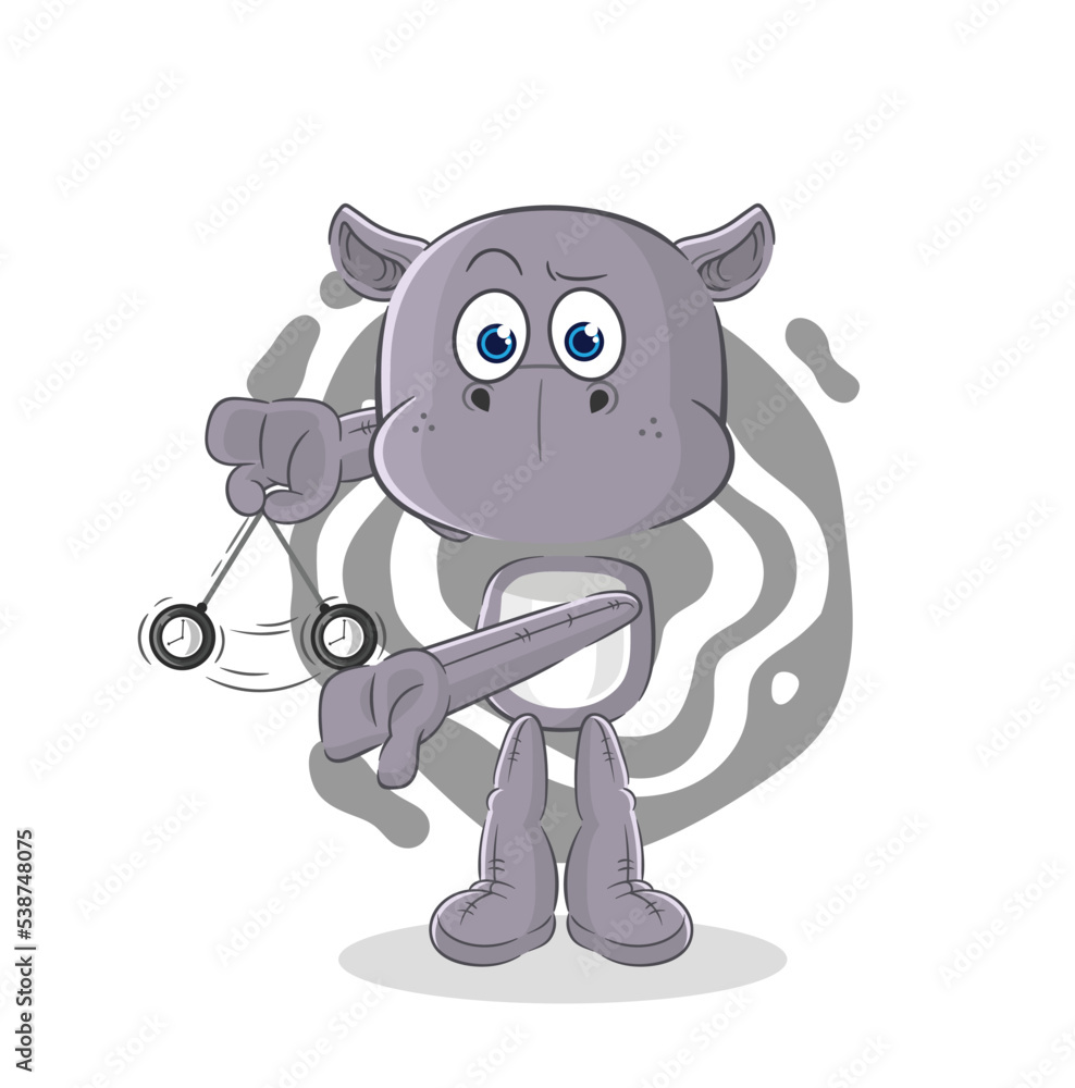Naklejka premium hippopotamus hypnotizing cartoon. cartoon mascot vector