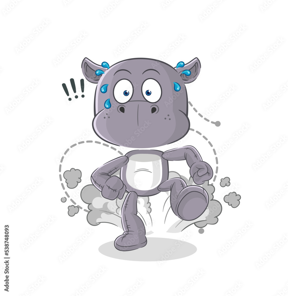 Naklejka premium hippopotamus running illustration. character vector