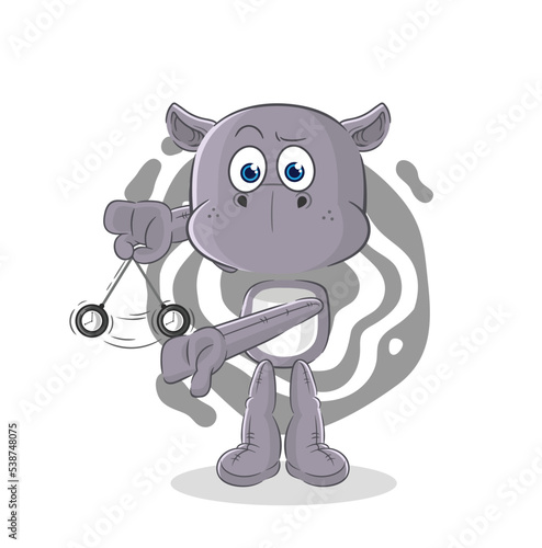 hippopotamus hypnotizing cartoon. cartoon mascot vector