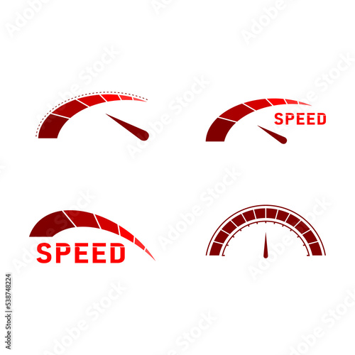 Motorcycle speedometer icon logo. Speedometer speed on for racing events.