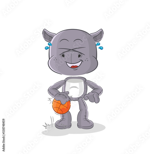 hippopotamus dribble basketball character. cartoon mascot vector
