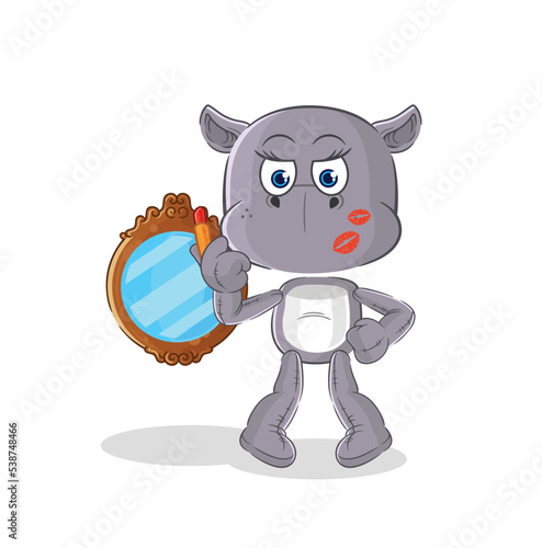 hippopotamus make up mascot. cartoon vector