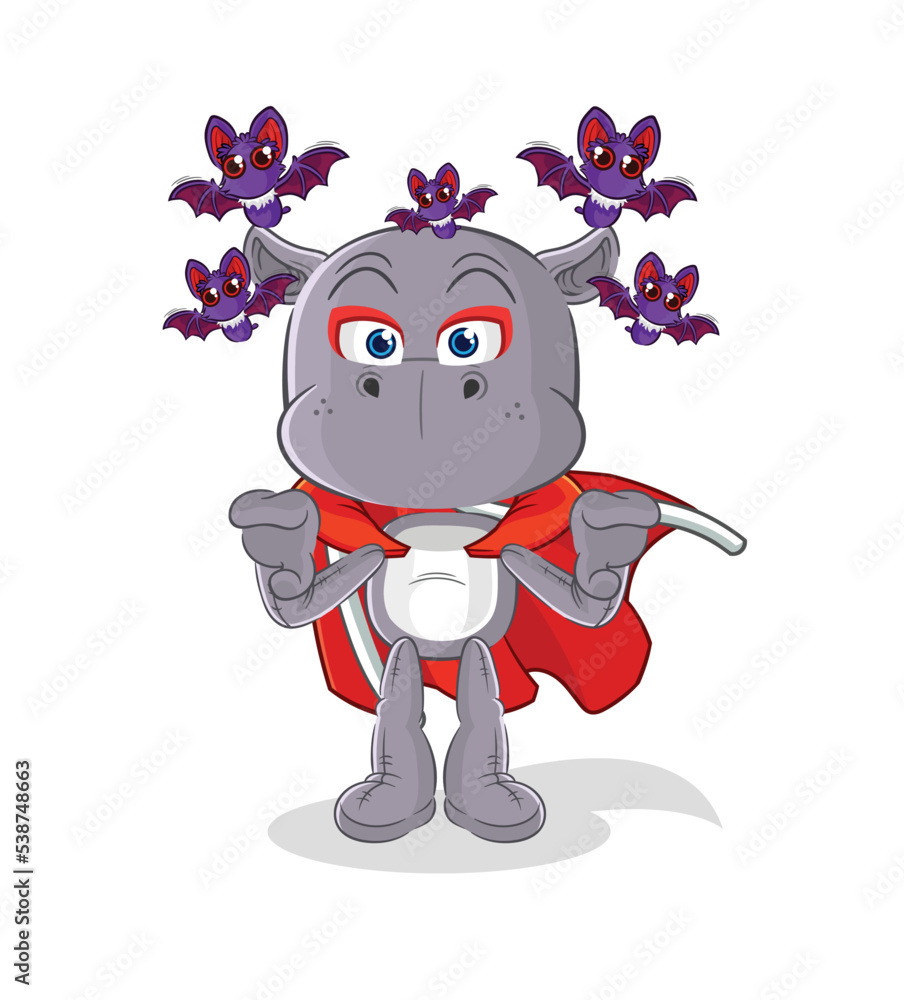 hippopotamus Dracula illustration. character vector hippopotamus Dracula illustration. character vector