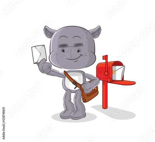 hippopotamus postman vector. cartoon character