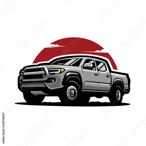 Adventure Pickup Truck Vector Isolated Illustration