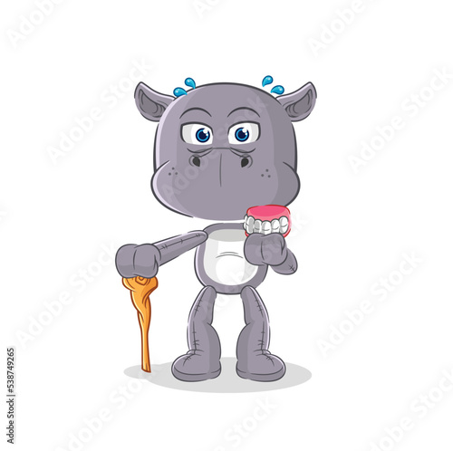 hippopotamus white haired old man. character vector