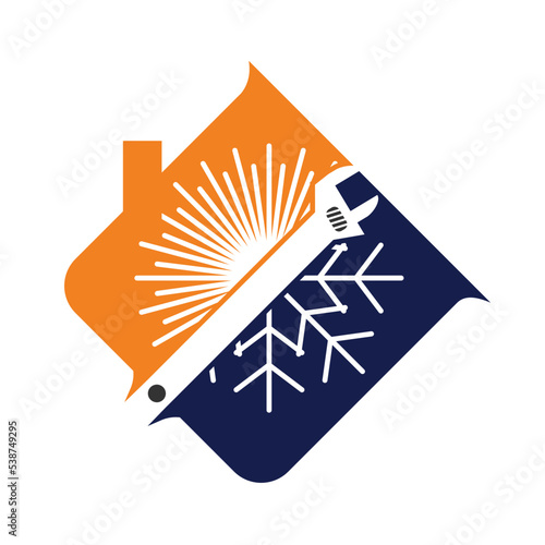 heating cooling service logo Icon Illustration Brand Identity