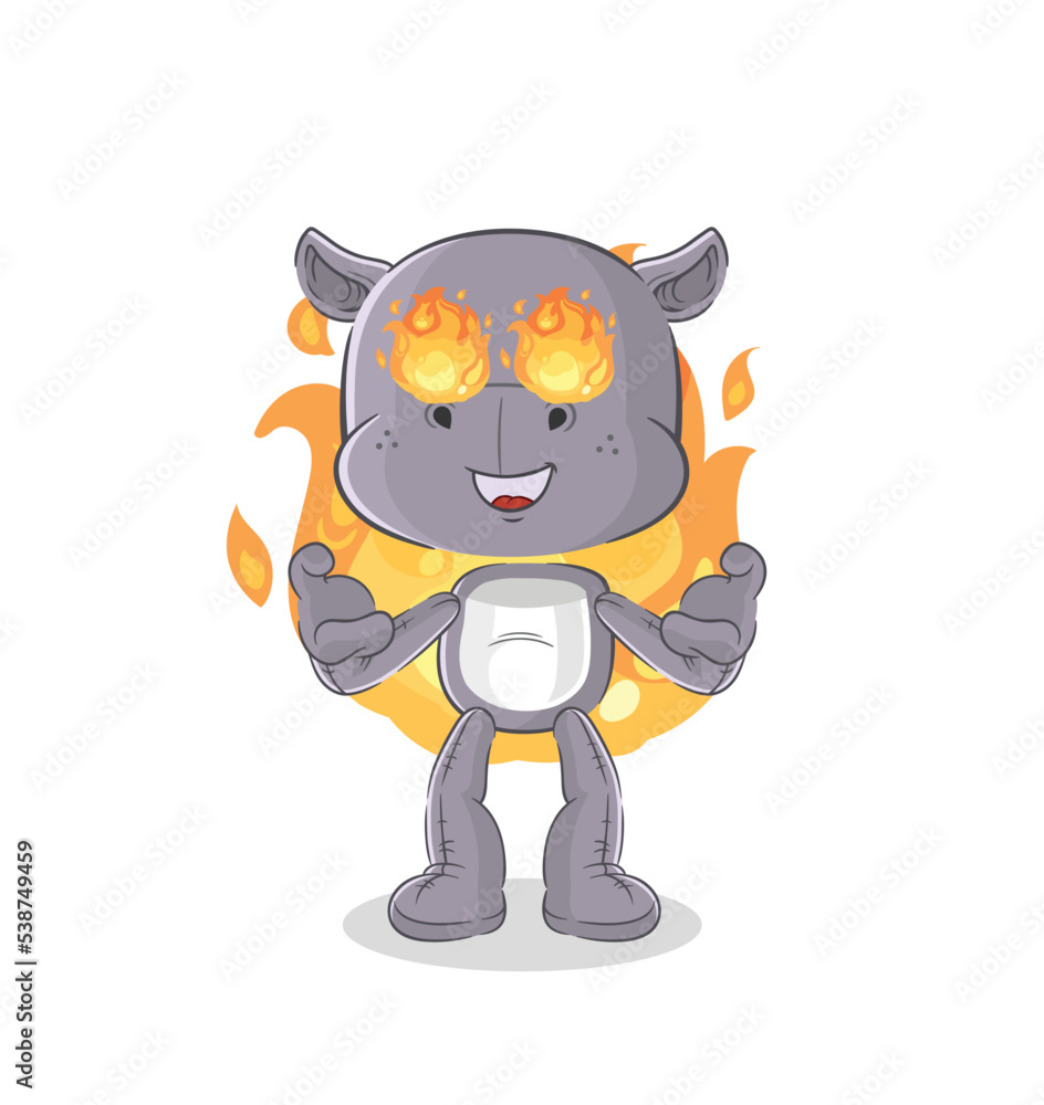 hippopotamus on fire mascot. cartoon vector hippopotamus on fire mascot. cartoon vector