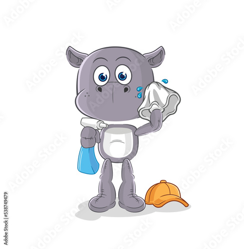 hippopotamus cleaner vector. cartoon character