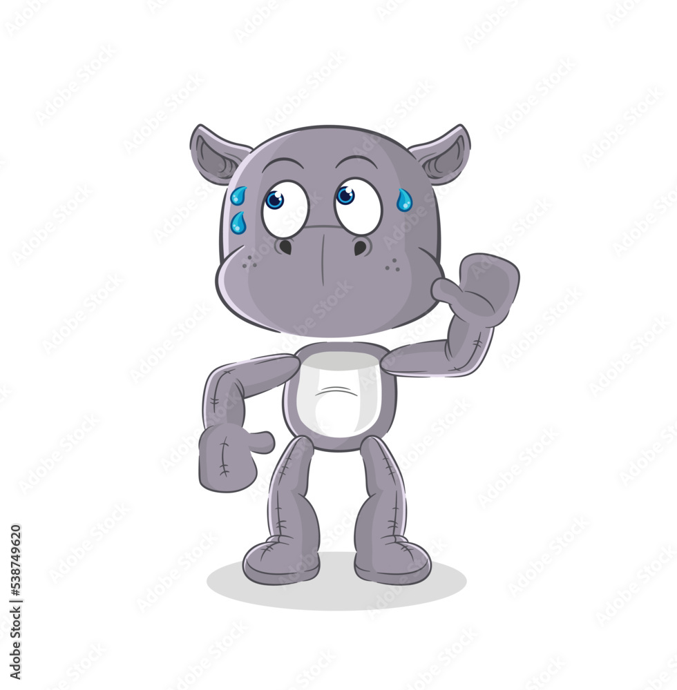 hippopotamus eavesdropping vector. cartoon character hippopotamus eavesdropping vector. cartoon character