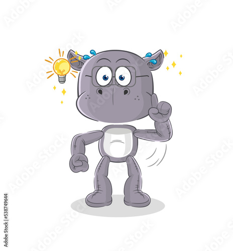 hippopotamus got an idea cartoon. mascot vector