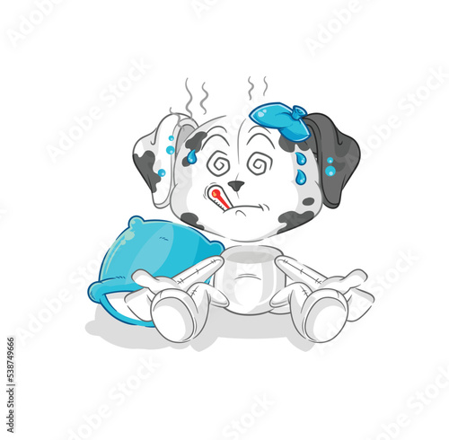 dalmatian dog sick vector. cartoon character