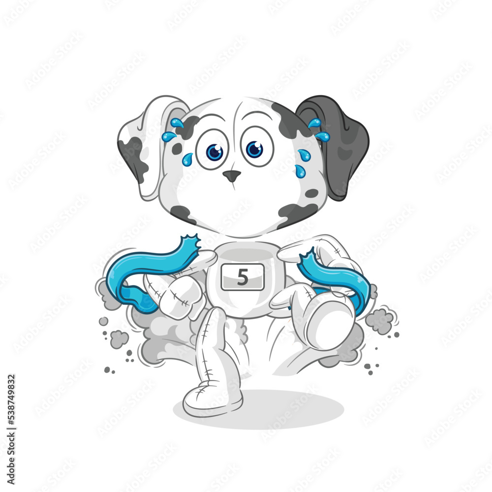 dalmatian dog runner character. cartoon mascot vector dalmatian dog runner character. cartoon mascot vector