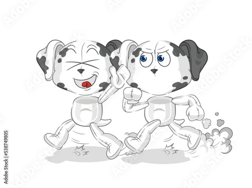 dalmatian dog play chase cartoon. cartoon mascot vector