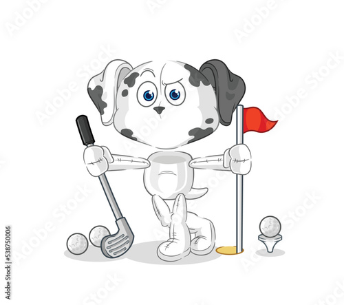 dalmatian dog playing golf vector. cartoon character © dataimasu