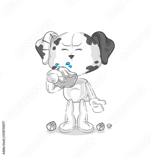 dalmatian dog blowing nose character. cartoon mascot vector