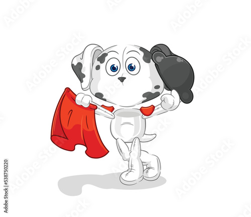 dalmatian dog matador with red cloth illustration. character vector