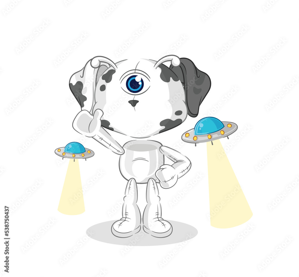 dalmatian dog alien cartoon mascot vector dalmatian dog alien cartoon mascot vector