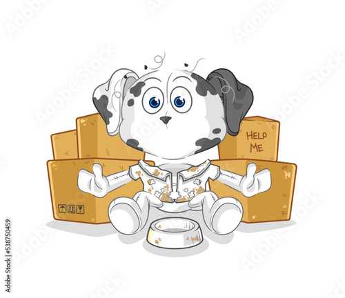 dalmatian dog homeless character. cartoon mascot vector