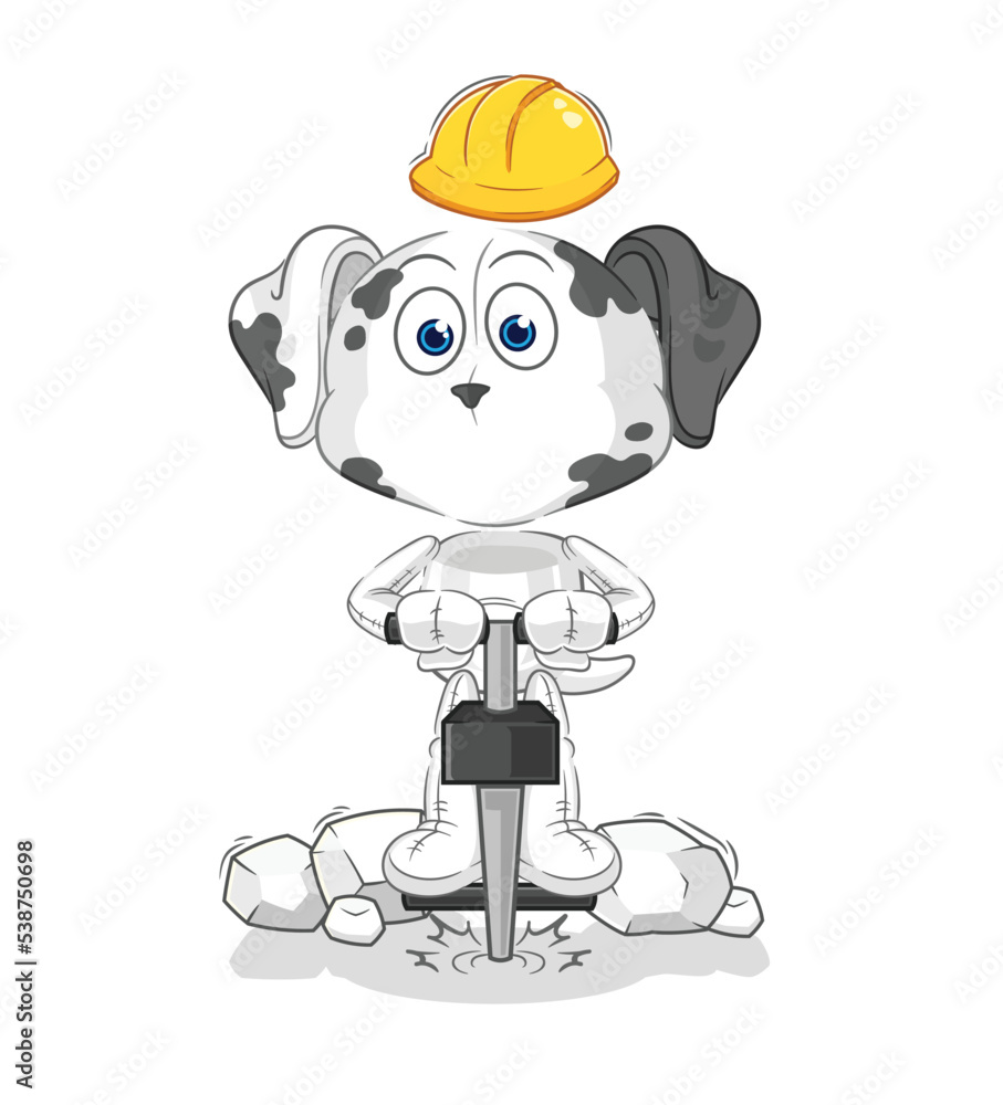dalmatian dog drill the ground cartoon character vector
