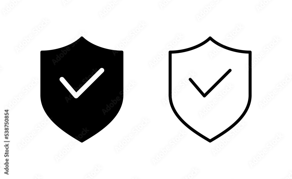 Shield check mark icon vector for web and mobile app. Protection approve sign. Insurance icon Shield check mark icon vector for web and mobile app. Protection approve sign. Insurance icon