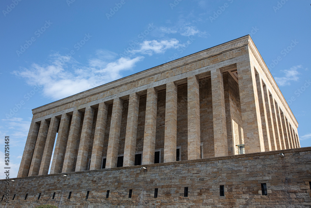 ANITKABIR view with beautiful blue sky. Anitkabir is the Mausoleum of Mustafa Kemal Ataturk. Ankara, Turkey.