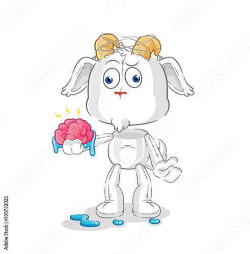 mountain goat no brain vector. cartoon character