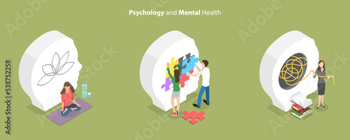 3D Isometric Flat Vector Conceptual Illustration of Psychology And Mental Health, Therapy and Counselling Services