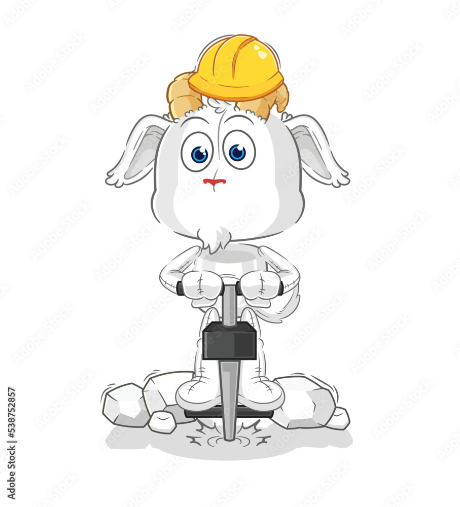 mountain goat drill the ground cartoon character vector mountain goat drill the ground cartoon character vector