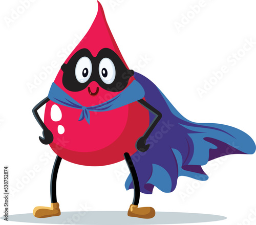 Superhero Blood Drop Donation Concept Vector Illustration. Funny mascot celebration World Blood Donor Day

