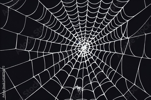 Spiderweb On Black Darkness Halloween Background Real Cobweb © 2rogan